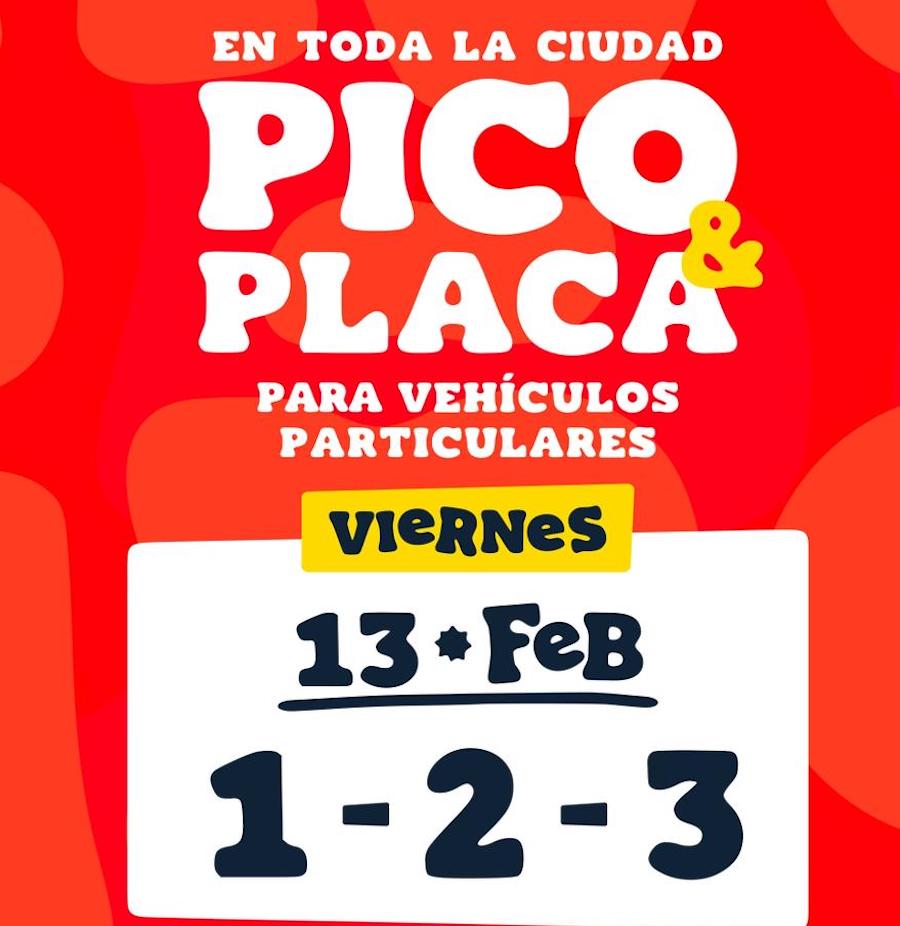 Pico y placa en toda Barranquilla del viernes 13 al lunes 16 de febrero