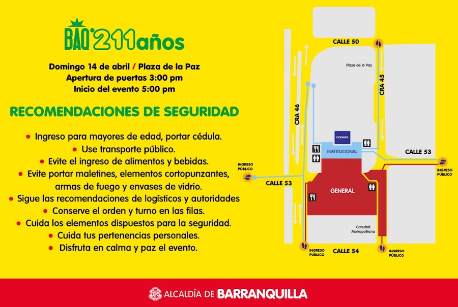 Concierto gratuito, en la plaza de La Paz, para celebrar los 211 años de Barranquilla