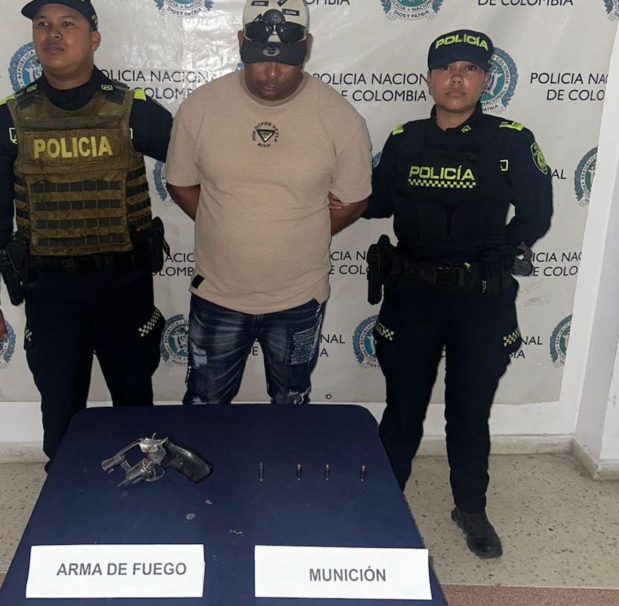 Detenido con arma ilegal en el Centro de Malambo: tenía revólver y municiones