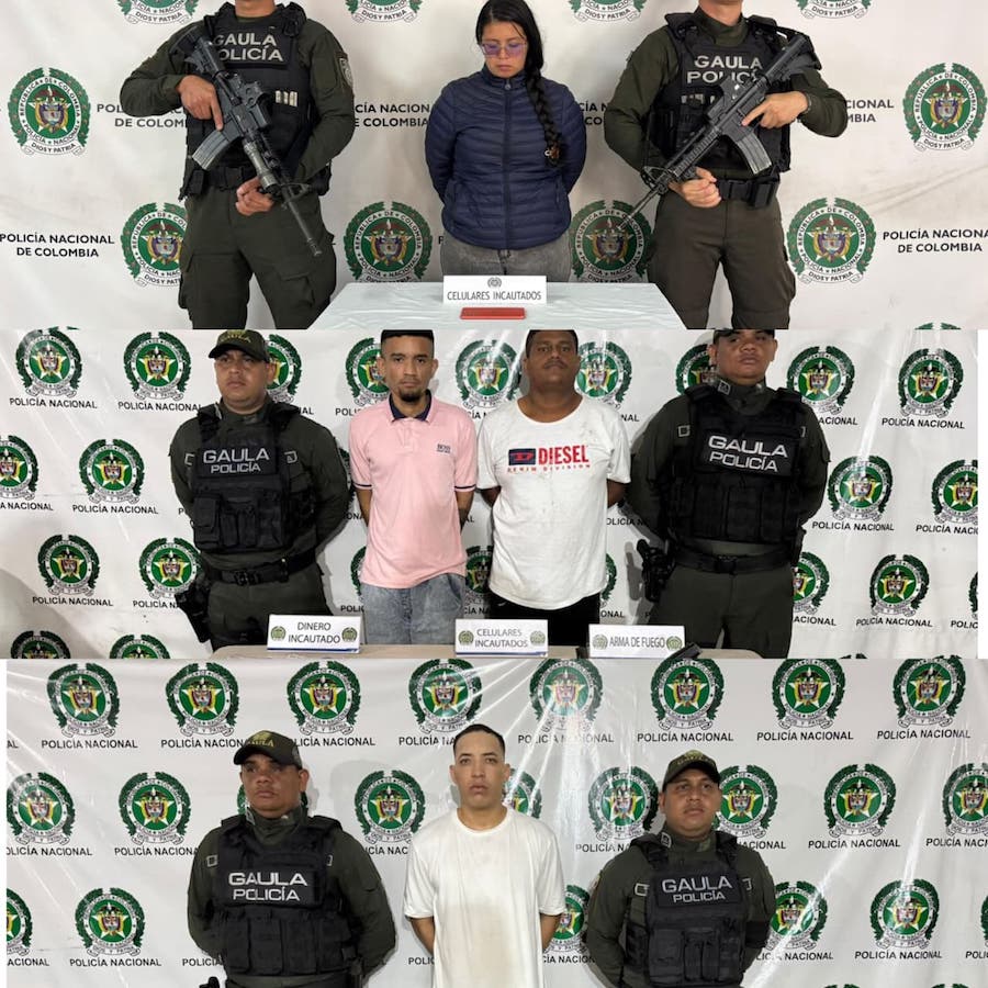 El Grupo de Acción Unificada por la Libertad Personal (GAULA) de la Policía Metropolitana de Barranquilla propinó un contundente golpe a las estructuras dedicadas a la extorsión, logrando la captura de cuatro (4) personas en diferentes procedimientos desarrollados en Malambo y Barranquilla. En el municipio de Malambo, se materializó la orden de captura contra alias ‘El Zarco’, señalado de ser integrante del Grupo Delictivo Organizado (GDO) “Los Costeños”, presuntamente encargado del cobro de extorsiones a comerciantes y ciudadanos en los barrios San Roque y Centro de Barranquilla. El capturado deberá responder por los delitos de Extorsión Agravada y Concierto para Delinquir Agravado, y registra antecedentes por hurto, porte y tráfico de estupefacientes. Por otra parte, en el barrio Los Olivos de Barranquilla, unidades del GAULA capturaron en flagrancia a dos personas quienes se identificaban como integrantes del grupo criminal “La Nueva Generación”. Los capturados fueron sorprendidos exigiendo la suma de $20 millones a las víctimas mediante la entrega de panfletos extorsivos. Durante el procedimiento, se logró la incautación de $2 millones producto de la extorsión, un arma traumática, un vehículo y un celular. Uno de los capturados se encontraba con medida de aseguramiento de prisión domiciliaria por el delito de hurto. Finalmente, se hizo efectiva una orden de captura por el delito de Extorsión Agravada contra una mujer señalada de recibir giros y consignaciones producto de pagos extorsivos. Se evidenció el manejo de altas sumas de dinero, incluyendo pagos en moneda extranjera, registrándose $2.150 dólares en transacciones bancarias relacionadas con dicha actividad criminal. Presenta anotaciones por estafa y violencia intrafamiliar. El Coronel Miguel Andrés Camelo Sánchez, Comandante de la Policía Metropolitana de Barranquilla, señaló: “Seguimos actuando de manera decidida contra los grupos criminales que buscan intimidar a ciudadanos y comerciantes. Estos resultados reflejan el compromiso de nuestros uniformados y la confianza de la comunidad, que es fundamental para combatir la extorsión.” La Policía Metropolitana de Barranquilla reafirma su compromiso con la seguridad ciudadana e invita a la comunidad a denunciar cualquier acto extorsivo a través de la Línea 165 del GAULA, bajo la campaña “Yo No Pago, Yo Denuncio”.